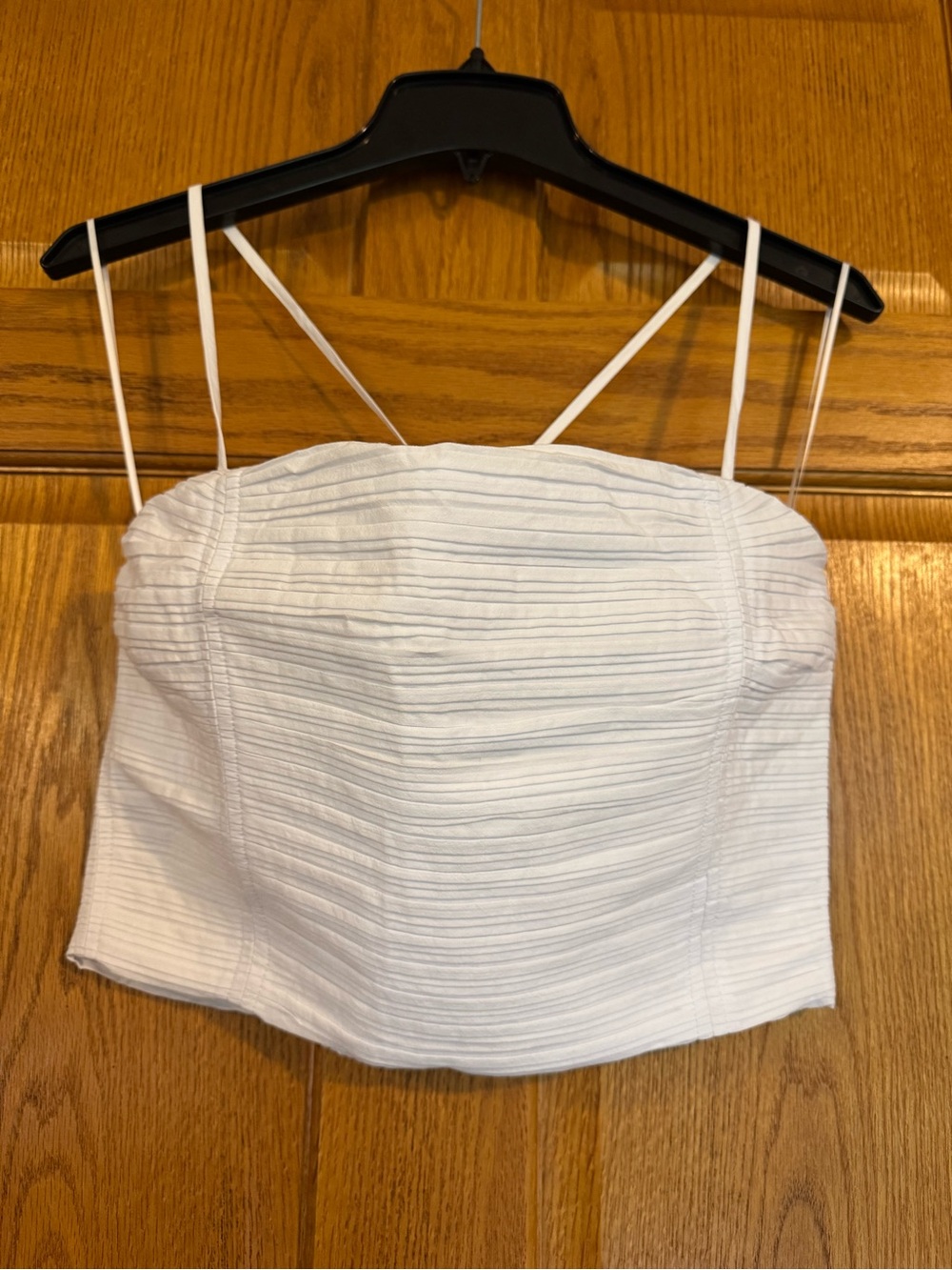 Madewell Poplin Crop Tube Top NWT White Pleated Bustier 6